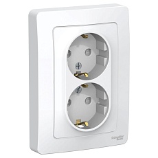 Розетка двойная 2К+З Systeme Electric Blanca 16A 250V со шторками белая BLNRS001121