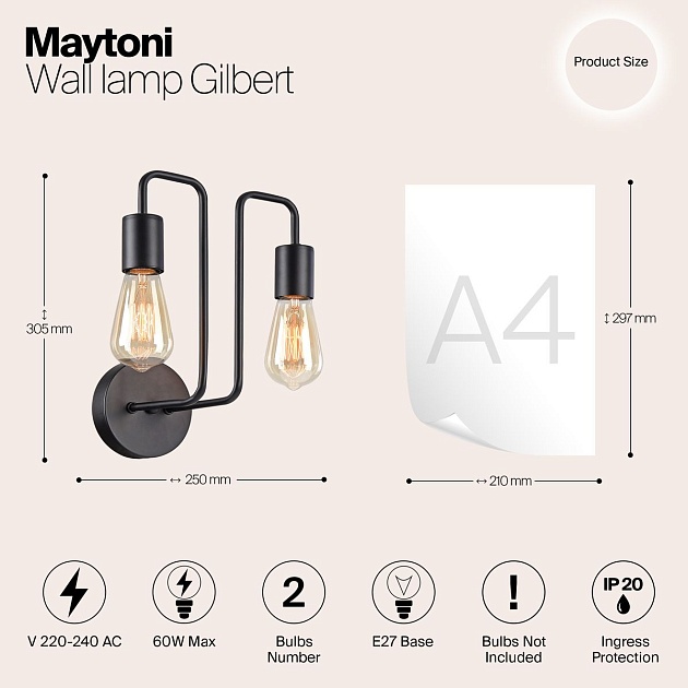 Бра Maytoni Gilbert T532WL-02B Фото № 2