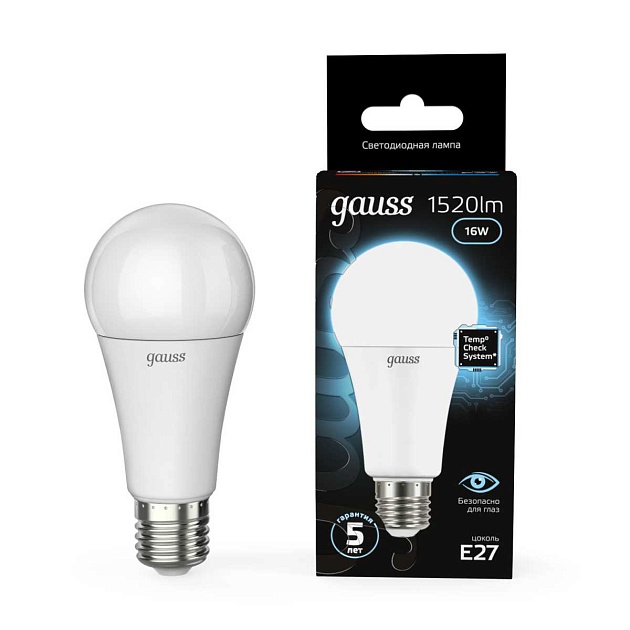 Лампа светодиодная Gauss E27 16W 4100K матовая 102502216 Фото № 5