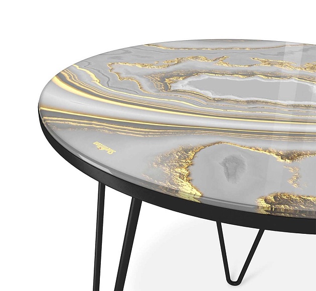 Журнальный стол Sheffilton SHT-CT27 золотистый пепел/черный муар 4007482111 Фото № 4