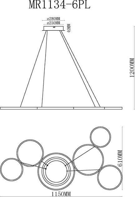 Подвесной светодиодный светильник MyFar Victory MR1134-6PL Фото № 2