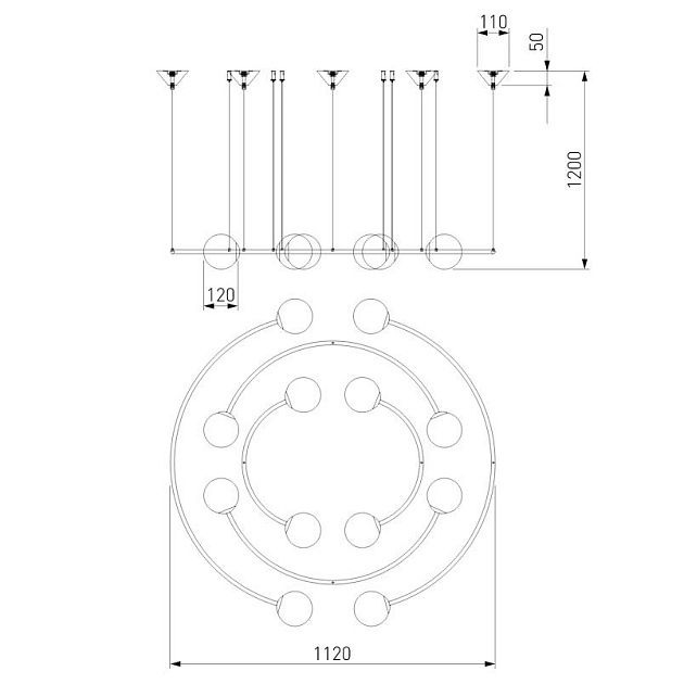 Подвесная люстра Bogates Brook 359/12 латунь Фото № 3