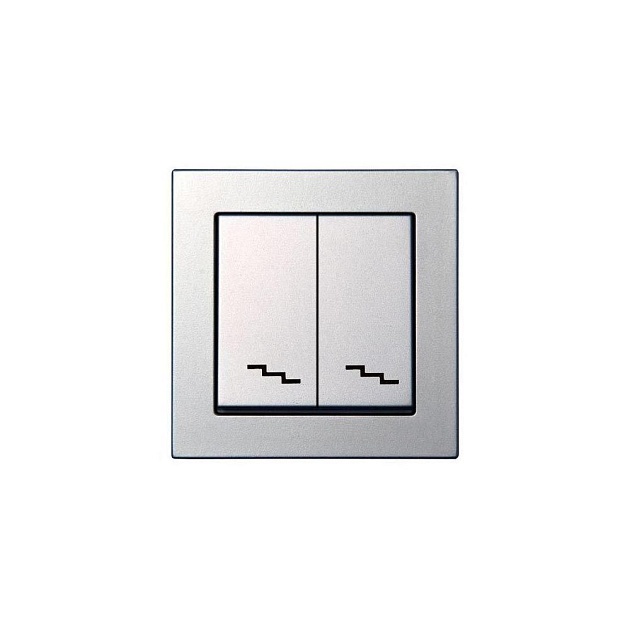 Переключатель двухклавишный Liregus серебро 28-179 Фото № 1