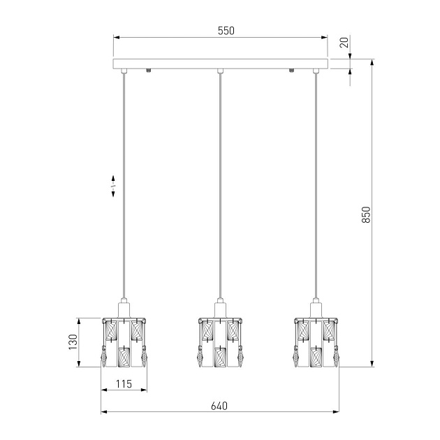 Подвесной светильник Eurosvet 50101/3 хром изображение 2 Подвесной светильник Eurosvet 50101/3 хром Фото № 2
