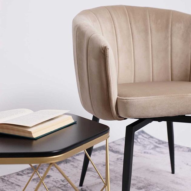 Поворотное кресло AksHome Melon бежевый велюр/черный 102945 Фото № 12