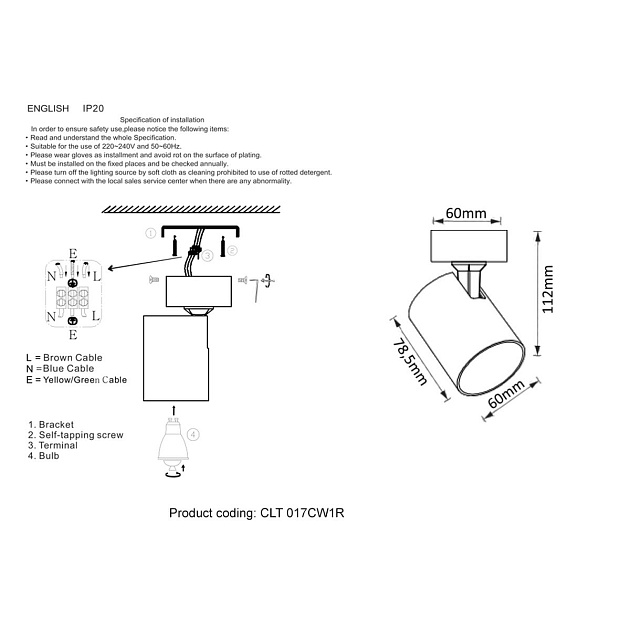 Спот Crystal Lux CLT 017CW1R BL Фото № 2