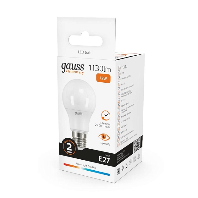 Лампа светодиодная Gauss E27 12W 3000K матовая 23212 Фото № 7