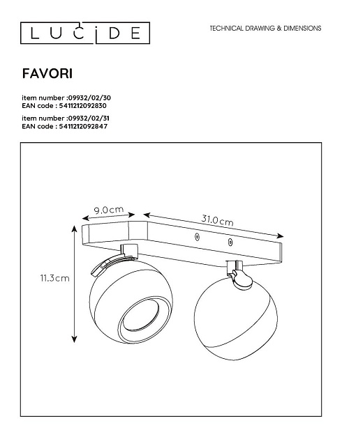 Спот Lucide Favori 09932/02/30 изображение 2 Спот Lucide Favori 09932/02/30 Фото № 2