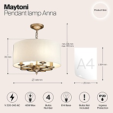 Подвесная люстра Maytoni Anna H007PL-04G 1