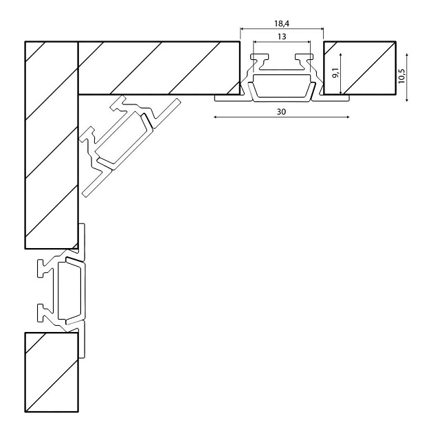 Встраиваемый профиль с рассеивателем SWG RC-1030 000084 Фото № 2