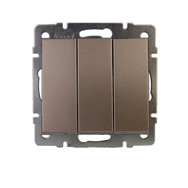 Выключатель тройной Lezard Rain бронза 703-3188-109 Фото № 1