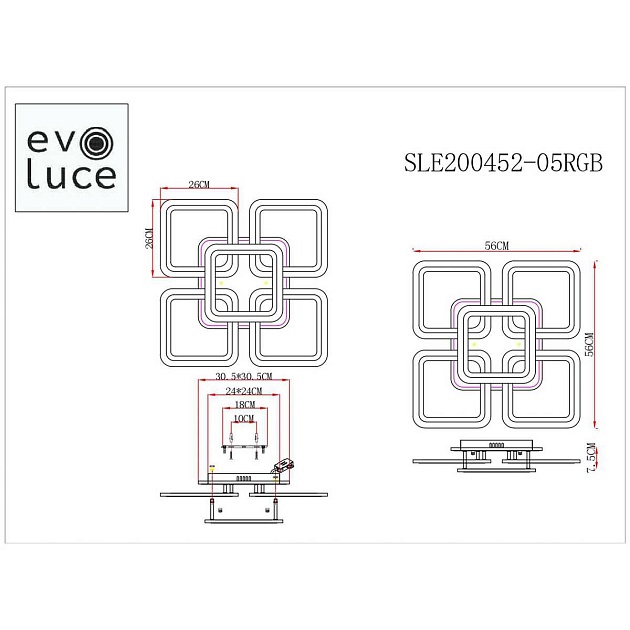 Потолочная светодиодная люстра Evoluce Qutro SLE200452-05RGB Фото № 2