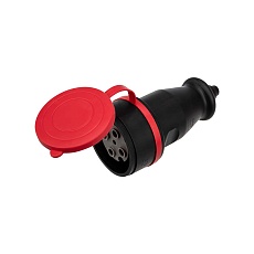 Розетка переносная влагозащищенная с крышкой, 3Р+РЕ, 32 А, IP44 каучук REXANT 111-012 1