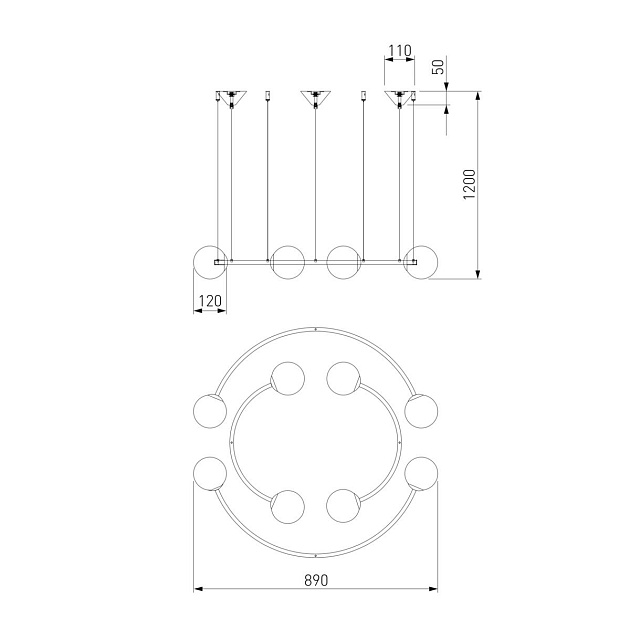 Подвесная люстра Bogates Brook 359/8 латунь Фото № 2