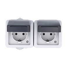 Розетка LK Studio двойная с з/к, EF602G, 16A (серый) 80008 1