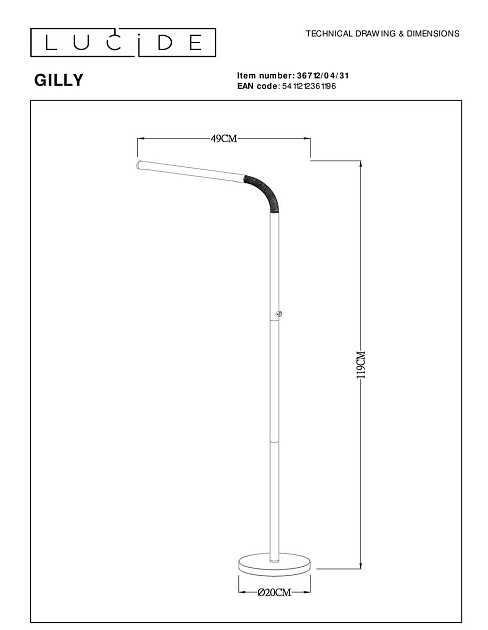 Торшер Lucide Gilly 36712/04/31 изображение 2 Торшер Lucide Gilly 36712/04/31 Фото № 2
