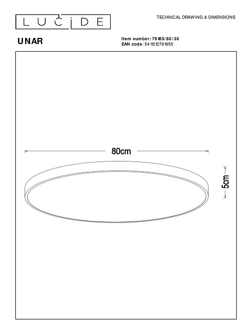 Потолочный светодиодный светильник Lucide Unar 79185/80/30 Фото № 2
