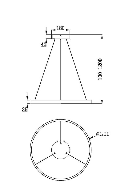 Подвесной светодиодный светильник Maytoni Rim MOD058PL-L32BK изображение 4 Подвесной светодиодный светильник Maytoni Rim MOD058PL-L32BK Фото № 4