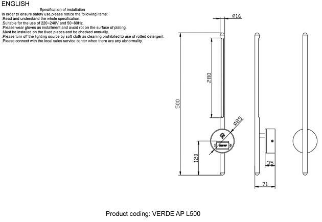 Бра Crystal Lux VERDE AP L500 BLACK NEW изображение 4 Бра Crystal Lux VERDE AP L500 BLACK NEW Фото № 4