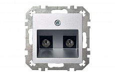 ТВ-розетка двойная оконечная Liregus Epsilon серебро 28-1823 1