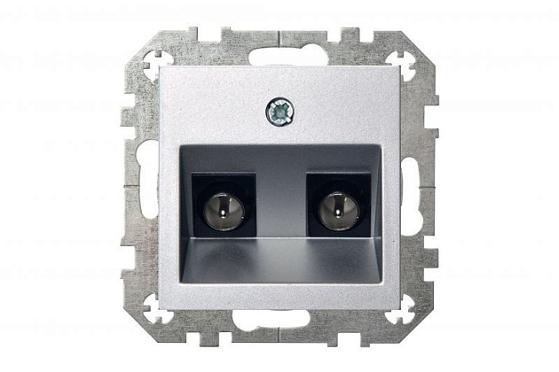 ТВ-розетка двойная оконечная Liregus Epsilon серебро 28-1823 Фото № 2