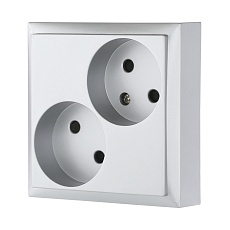 Розетка LK Studio двойная без з/к, со шторками (серебристый металлик) LK60 863603-1 1