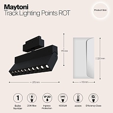 Трековый светодиодный светильник для магнитного шинопровода Maytoni Track Lamps TR015-2-20W4K-B 1