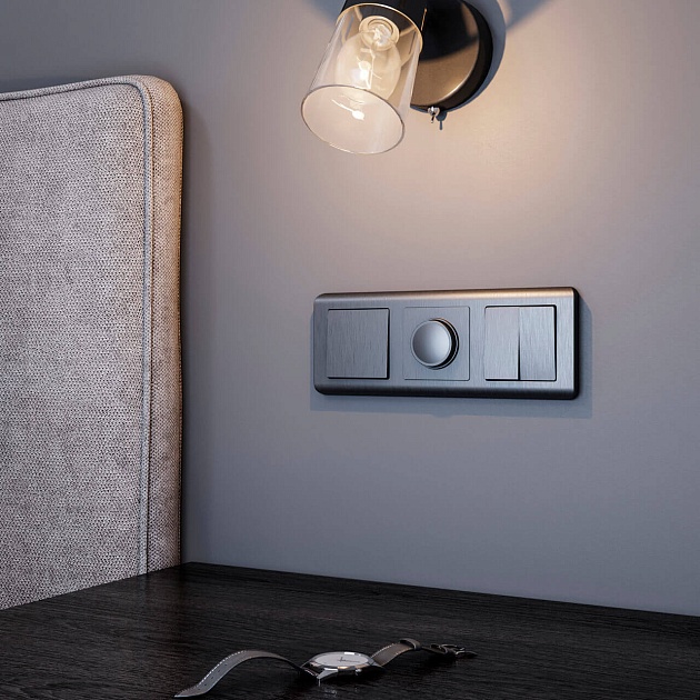 Выключатель одноклавишный Werkel графит рифленый W1110004 4690389158346 Фото № 3