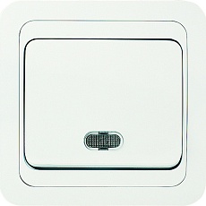 Выключатель Makel 1-кл. СП Mimoza с подсвет. белый/белый 12021