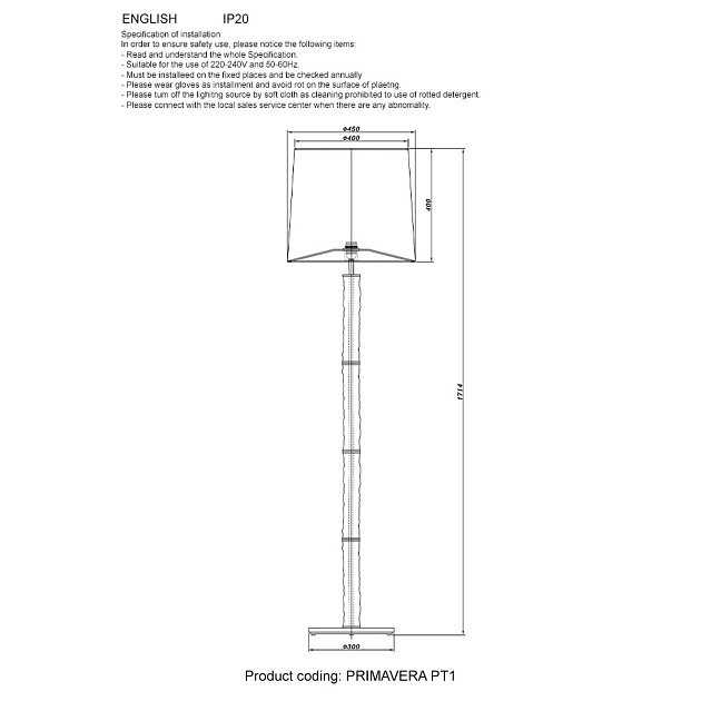 Торшер Crystal Lux Primavera PT1 Gold Фото № 2