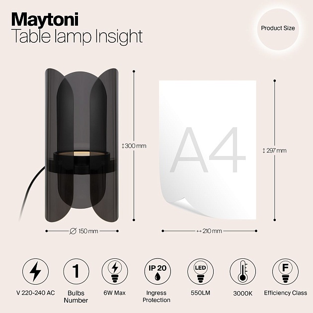 Настольная светодиодная лампа Maytoni Insight MOD416TL-L6BR3K Фото № 2