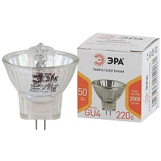 Лампа галогенная ЭРА GU4 50W 3000K прозрачная GU4-MR11-50W-220V-30 CL Б0044095 2