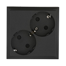 Розетка LK Studio двойная с з/к, со шторками (черный бархат) LK80 843508-1