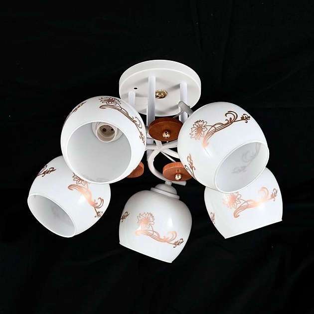 Потолочная люстра ЭкономСвет 10085/5WT+FGD WT+GD Фото № 1