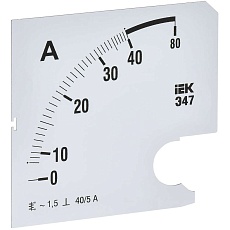 Шкала сменная для амперметра Э47 40/5А класс точности 1,5 96х96мм IEK IPA20D-SC-0040