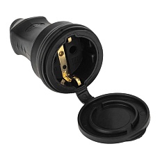 Розетка переносная влагозащищенная с крышкой 2P+PE 230V, 16 А, IP44 каучук PROconnect 111-004-4 1