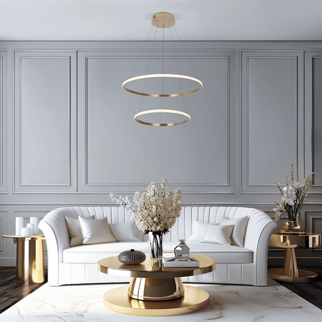 Подвесной светодиодный светильник Eurosvet Collars 90264/2 латунь изображение 3 Подвесной светодиодный светильник Eurosvet Collars 90264/2 латунь Фото № 3