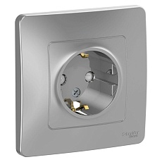 Розетка 2К+З Systeme Electric Blanca 16A 250V со шторками алюминий BLNRS001113