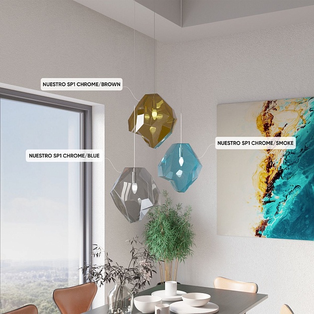 Подвесной светильник Crystal Lux NUESTRO SP1 CHROME/BLUE Фото № 5