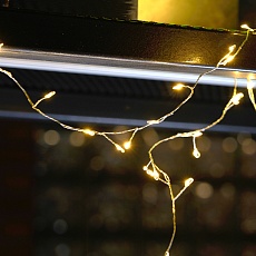 Светодиодная гирлянда Кластер (на проволоке) Feron CL584 линейная 400 LED 12м 2700К, c питанием от сети 230V, прозрачный шнур 51447 2