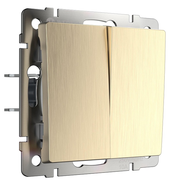 Выключатель двухклавишный Werkel шампань рифленый W1120010 4690389160158 Фото № 1