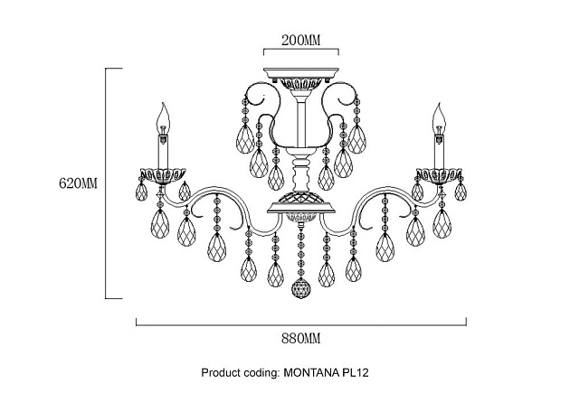 Потолочная люстра Crystal Lux Montana PL12 изображение 2 Потолочная люстра Crystal Lux Montana PL12 Фото № 2