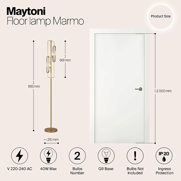 Торшер Maytoni Marmo MOD099FL-02G изображение 2 Торшер Maytoni Marmo MOD099FL-02G Фото № 2