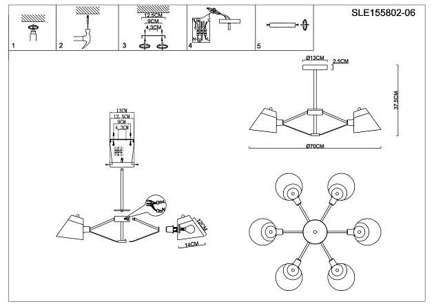 Потолочная люстра Evoluce Vario SLE155802-06 Фото № 3