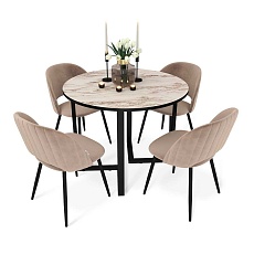 Обеденная группа Sheffilton SHT-DS222 браун стоун/черный/латте/черный муар 5320173201