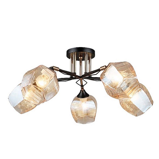 Потолочная люстра ЭкономСвет 12216/5BK+FGD BR Фото № 1