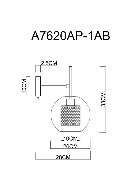 Бра Arte Lamp Manchester A7620AP-1AB изображение 5 Бра Arte Lamp Manchester A7620AP-1AB Фото № 5