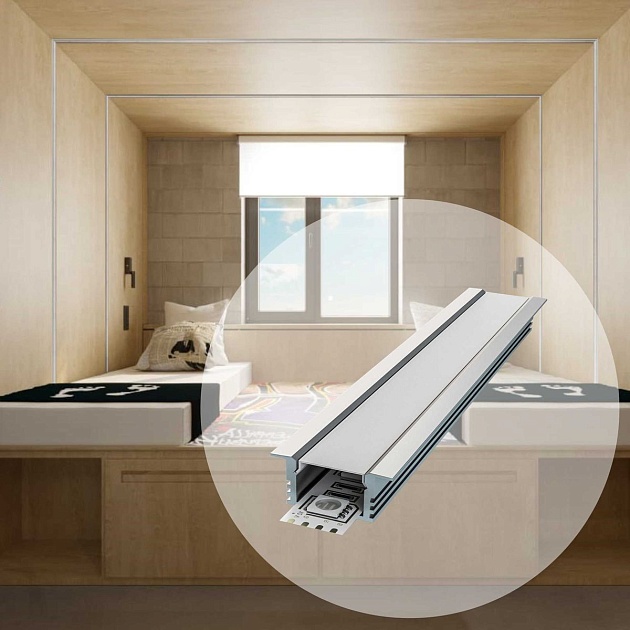 Профиль встраиваемый с рассеивателем серебро 1м. Apeyron 08-11 Фото № 13