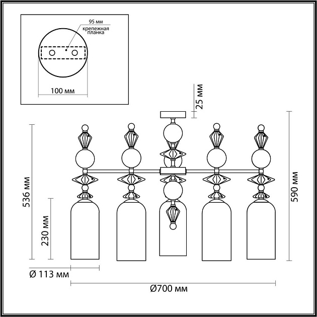 Подвесная люстра Odeon Light Classic Bizet 4855/5C Фото № 7