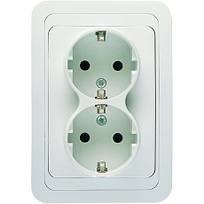 Розетка Makel 2-м СП Mimoza с заземл. бел/бел. 12082